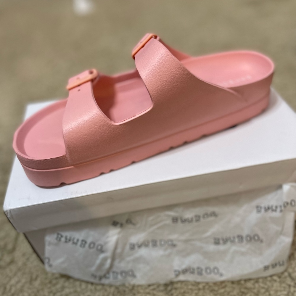 Buckled Jelly Slide Sandals PINK Sz 10